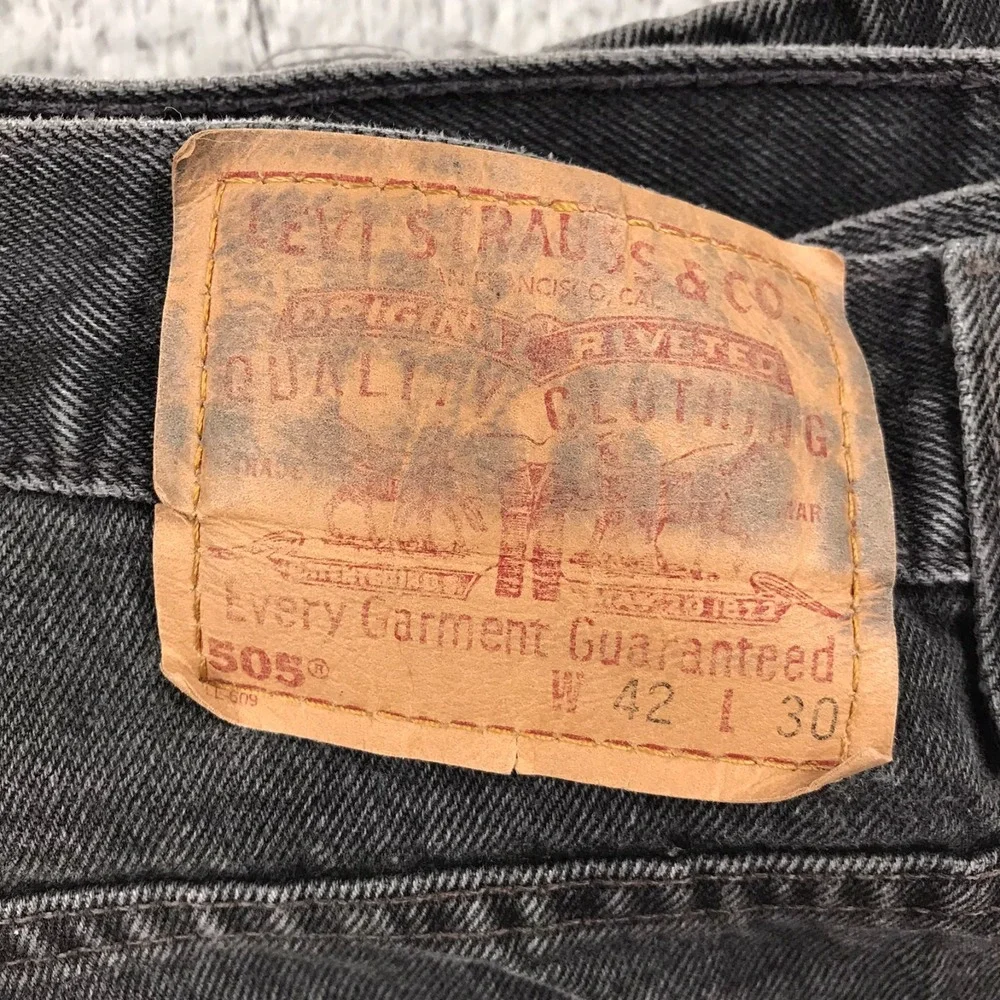 Levis 505 Jeans Mens 42 Washed Black Regular Straight Vintage Denim